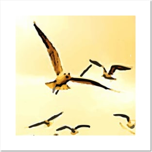 Birds flying in the sky, 2, bird, birds, seagull, seagulls, swan, waterfowl, swan, sky, freedom, summer, spring, nature, Posters and Art